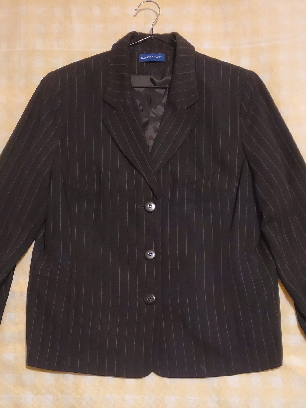 Karen Scott Black Pinstripe Suit Jacket